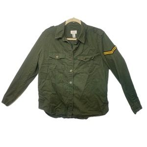 Forever 21 Army Green Military Patch Button Down